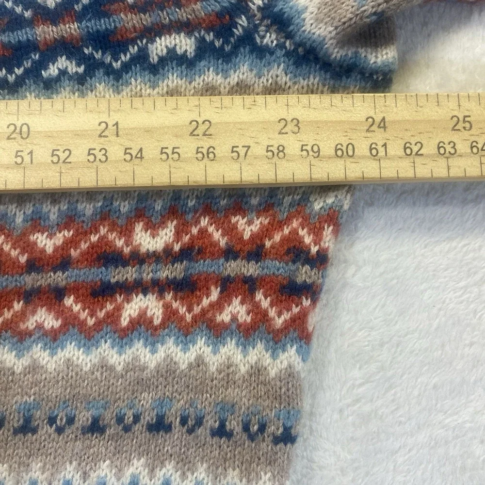 J Crew Mens L Striped‎ Lambs Wool Sweater Beige Blue Orange Academia Dad
